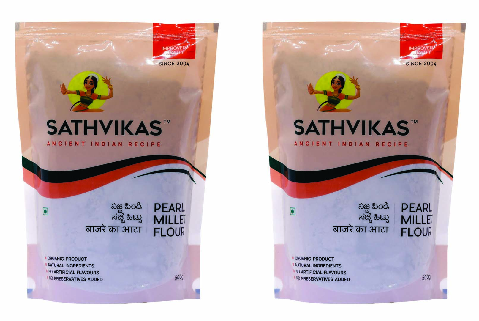 Sajjalu Flour / Pearl Millet Flour (500 grams) Pack Of 2.